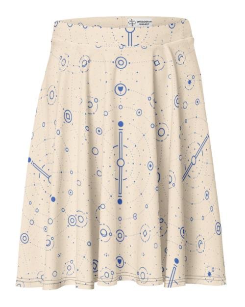 Onegodian Galaxy: Thirteen Worlds Orbit Chain™ – Skater Skirt – Cream & Navy