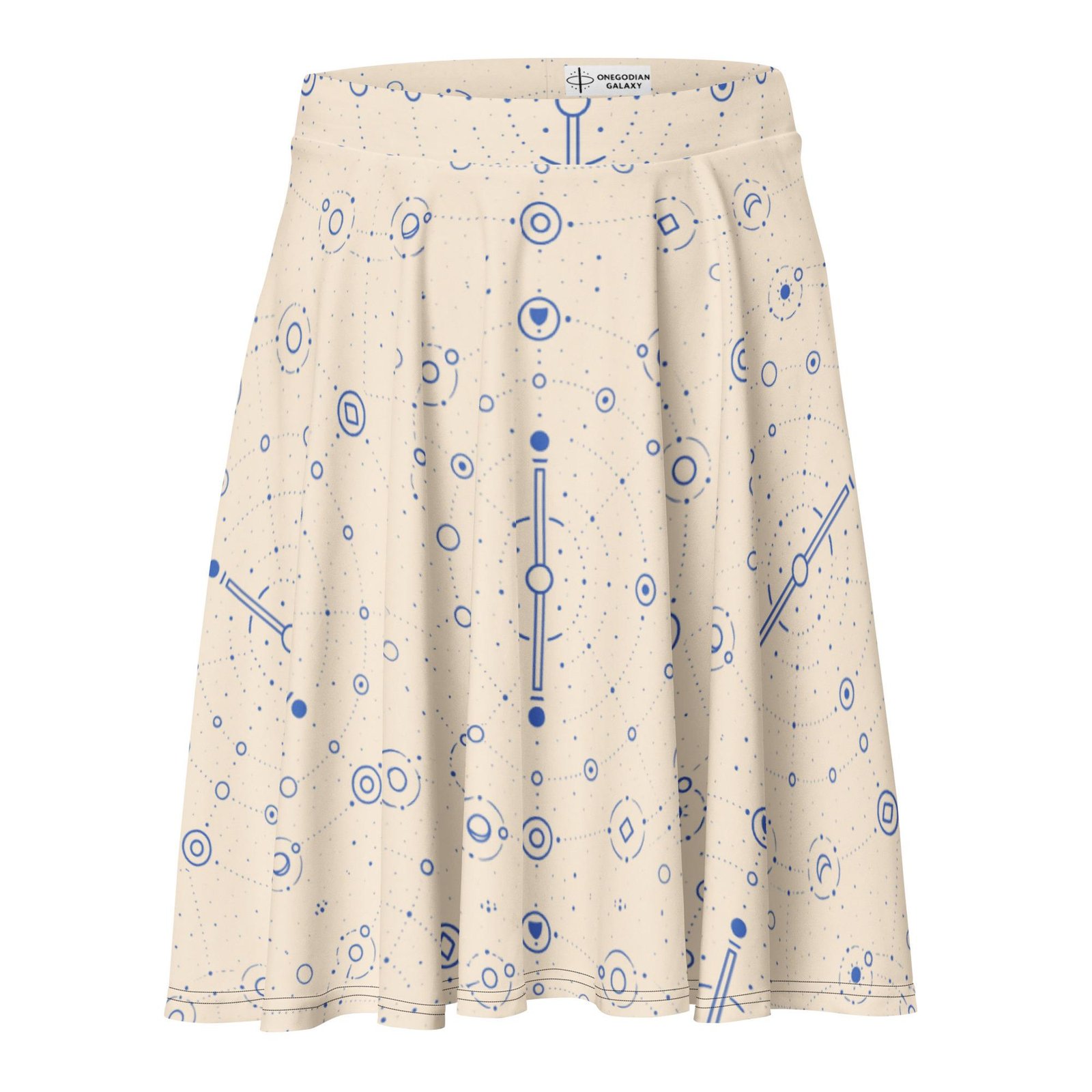 Onegodian Galaxy: Thirteen Worlds Orbit Chain™ – Skater Skirt – Cream & Navy